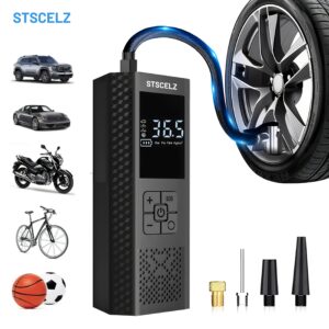 Portable Tire Inflator Air Compressor - 3X Fast 150 PSI Car Tire Pump - Cordless Car Tire Inflator with Pressure Gauge and LED Light - Electric Air Pump with Auto Shut-Off, Suitable for Cars, Motorcycles, Bicycles, Balls