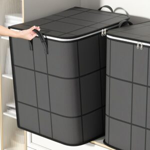 Black Collapsible Wardrobe Storage Boxes, Stackable Large Capacity Storage Bins, Space-Saving Quilt Storage Boxes, Thickened Moving Packing Bags, Foldable Storage Boxes for Clothes for And Quilts