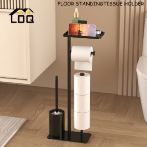1pc Freestanding Toilet Paper Holder with Storage - Self-Adhesive, Wrought Iron Bathroom Accessory for Tissues & Rolls, Toilet Paper Dispenser, Living Room, Christmas/Halloween Gift Decoration - Unfinished
