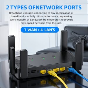 Home Smart Wireless Controller, 6-Antenna Portable Desktop 300m WiFi 6 Router, Supports 1 WAN + 4 LAN Ports, with 4 Powerful Functions: Repeater, AP, Router, and Dial-up
