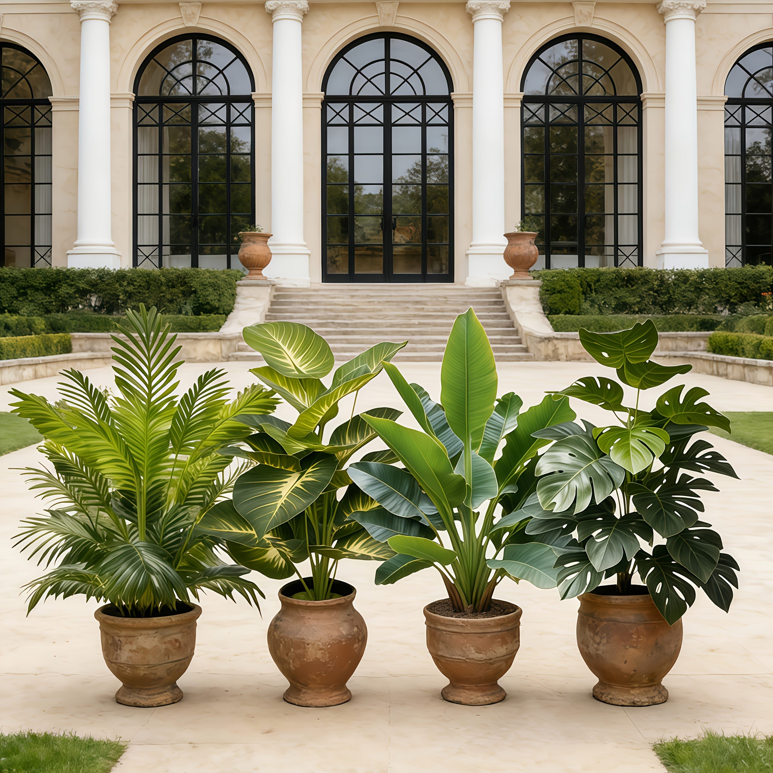 4pcs Set - Includes 48 Large Leaves of Large Outdoor Artificial Green Plant Loose Palm Tree Combo - DHOEM Wedding Garden Modern Decoration, Maintenance-Free Four-Season Evergreen Wealth Tree Artificial Plant | Pothos Evergreen Potted Plant, Nordic - Image 7