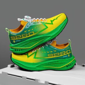 Yellow-Green Gradient Carbon Plate Running Shoes with a Knob Design, Specialized for Marathon Racing And Training