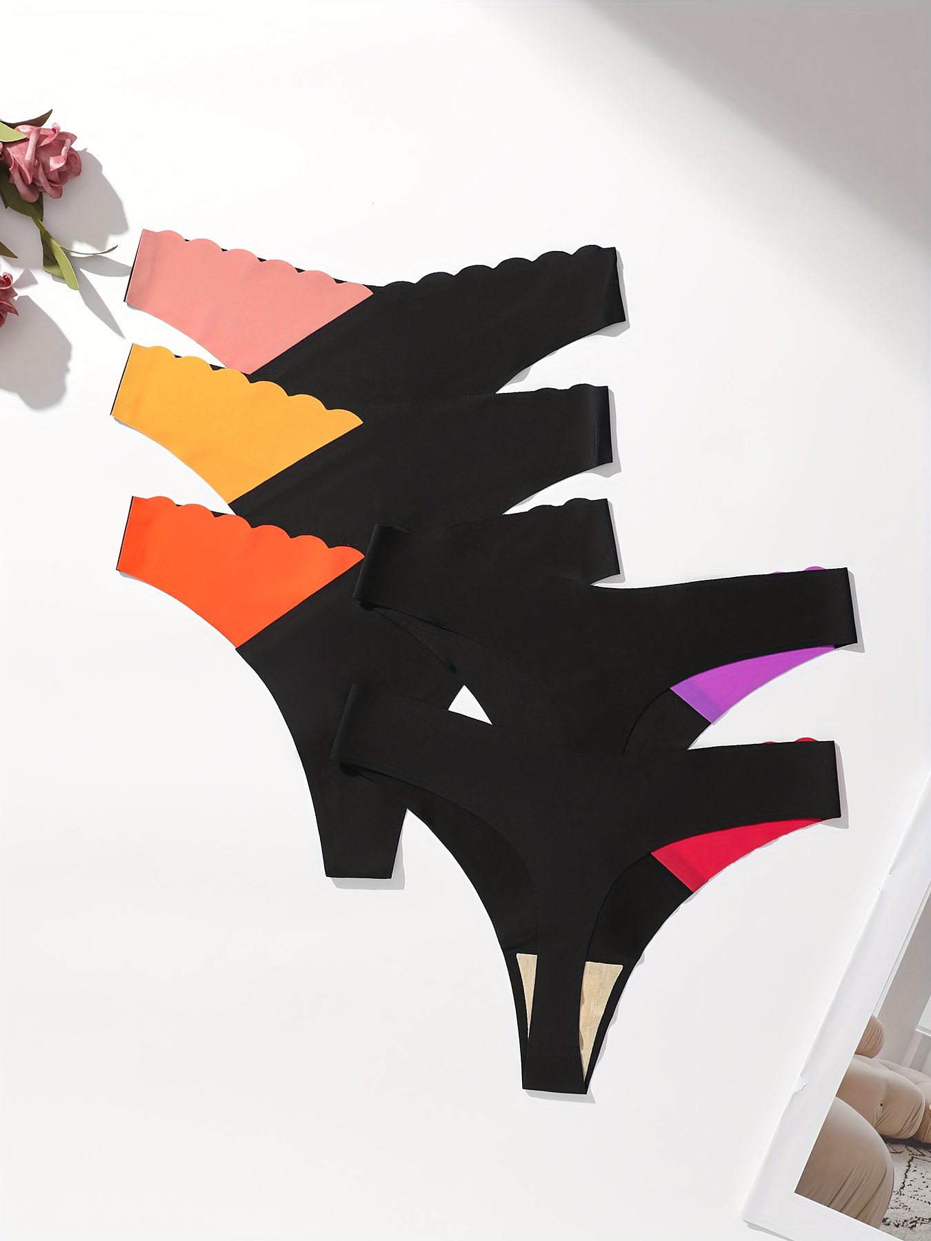 5-Pack Seamless Shell-Shaped Women'S Bikini | Comfortable and Breathable, Color Block Design, Ice Fiber Fabric, Suitable for All Seasons and Daily Wear - Image 5