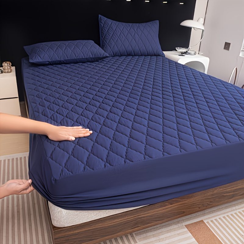 1pc Rhomboid Thickening Mattress Protector | Super Soft And Comfortable Polyester Fitted Sheet, Geometric Pattern, Ultrasonic Embossing, Suitable for Bedroom, Guest Room, Hotel Use - Image 7