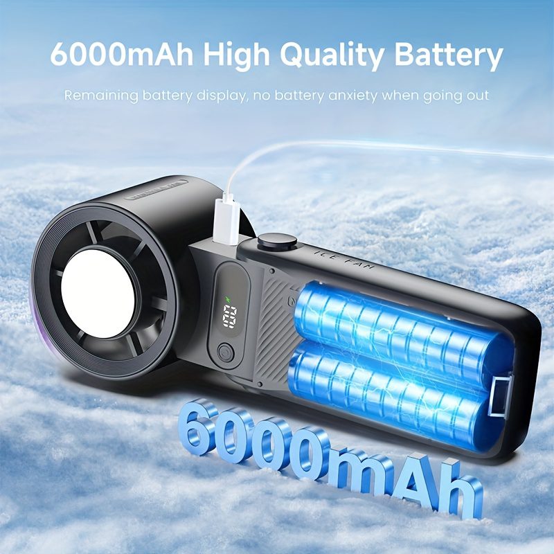 Portable electric fan, rechargeable handheld fan, 6000mAh, with ice pack, 199 speed handheld turbo fan, with digital display screen - quiet, suitable for outdoor, family, and outdoor travel. - Image 13