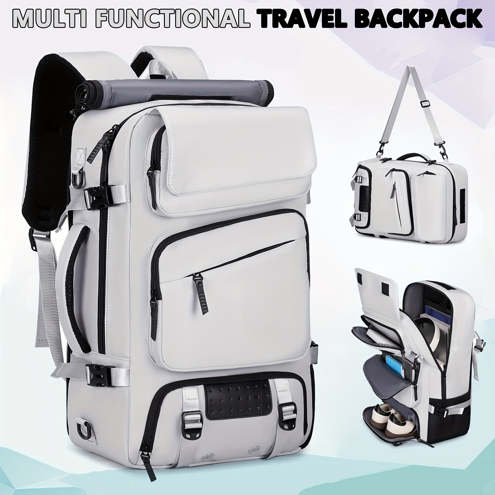 Men'S 39.62cm Laptop Backpack with Airline-Approved TSA Lockable Zipper Closure, 39.62cm Laptop Compartment & 39.62cm Tablet Sleeve - Heavy-Duty Travel Backpack with Padded, Adjustable Shoulder Straps, Shoe Storage & Luggage Strap - Ideal For Business - Image 3