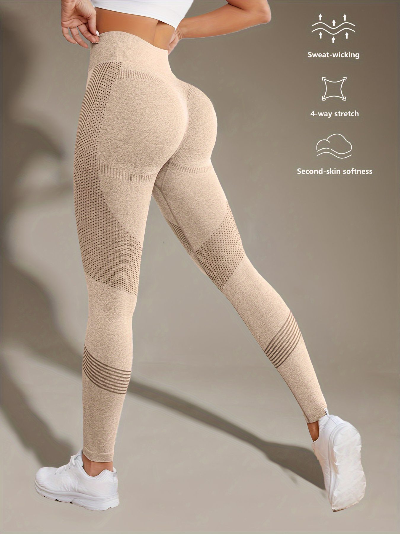 High Stretch Comfortable Quick Drying Sports Leggings, High Waist Seamless Yoga Pants, Women's Activewear - Image 6