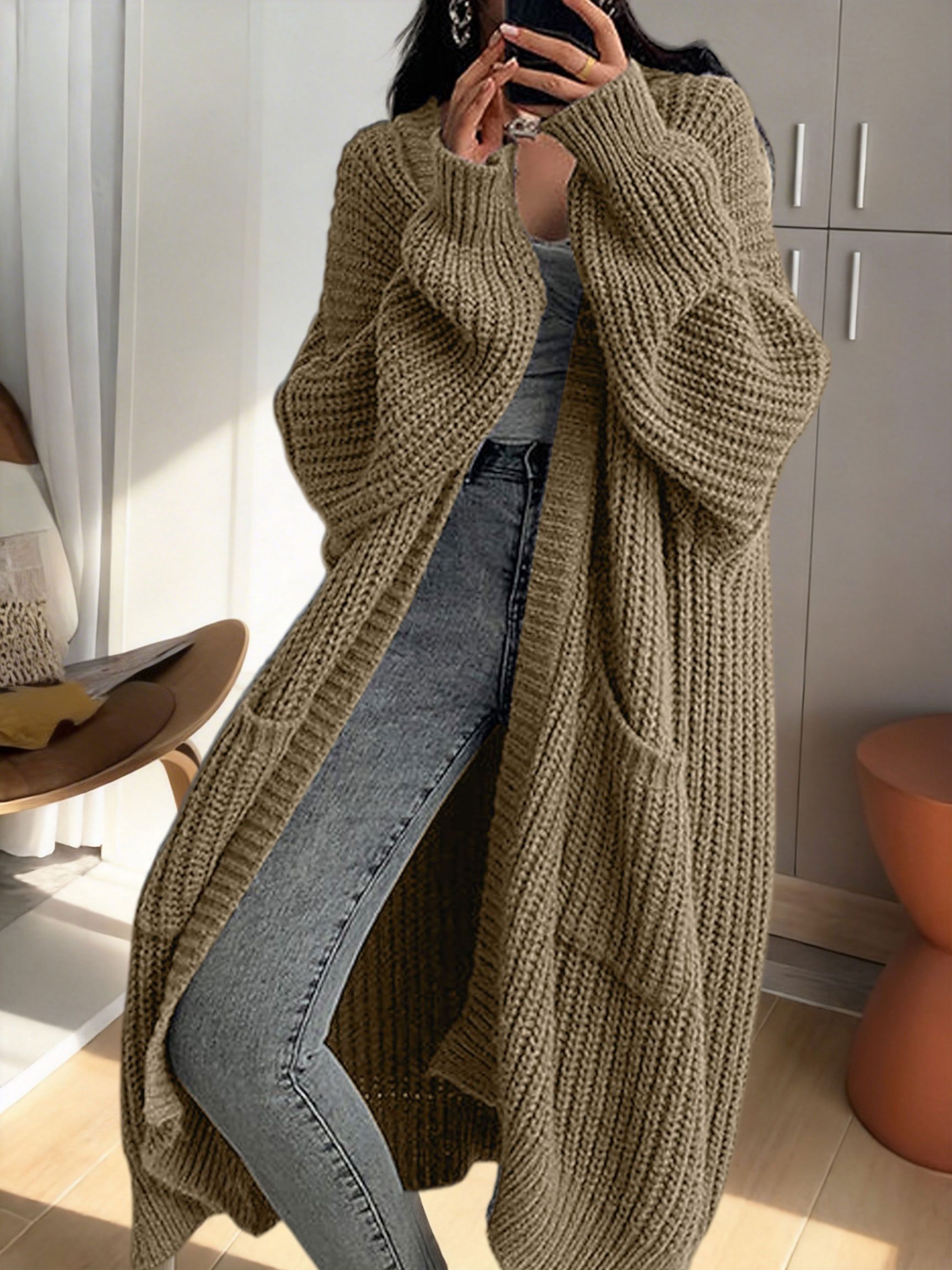 Y2K Long Cardigan Sweater with Long Sleeves - Image 4