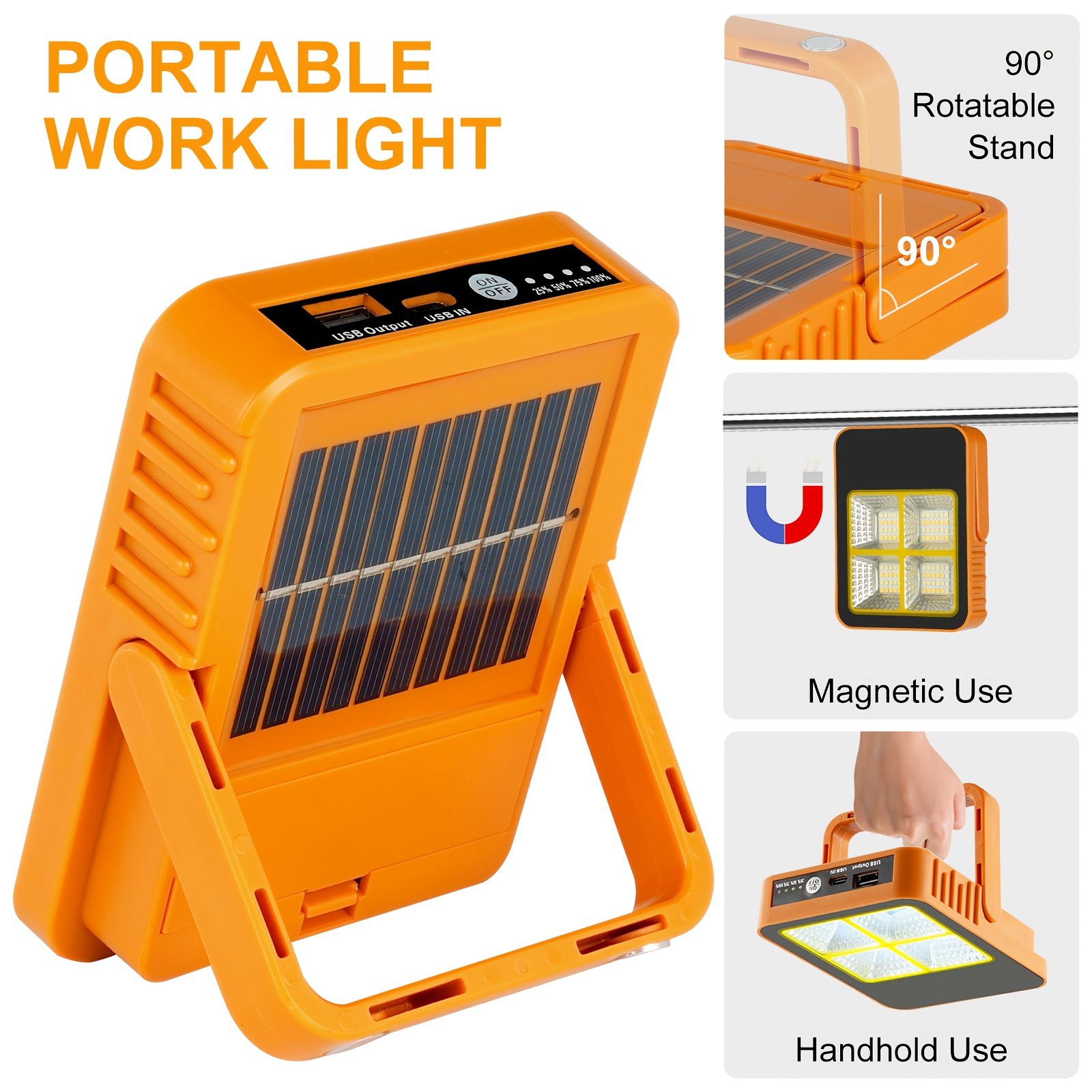 Portable Charger & Flashlight with USB Fast Charging, 1200mAh Solar Camping Light, 5 Lighting Modes, Emergency Power Bank Suitable for Outdoor, Hiking, Power Outages, Compatible with Smartphones & Tablets - Image 2
