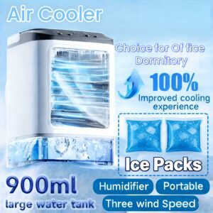 Cools in 3 Seconds! Mini Portable Cooling USB Air Conditioner Fan/Humidifier - Ultra-Quiet 25Db, 900Ml Water Tank - 6-Hour Timer, Suitable for Home/Office/Dorm | Instant Cooling, Ideal for Holiday Gifts