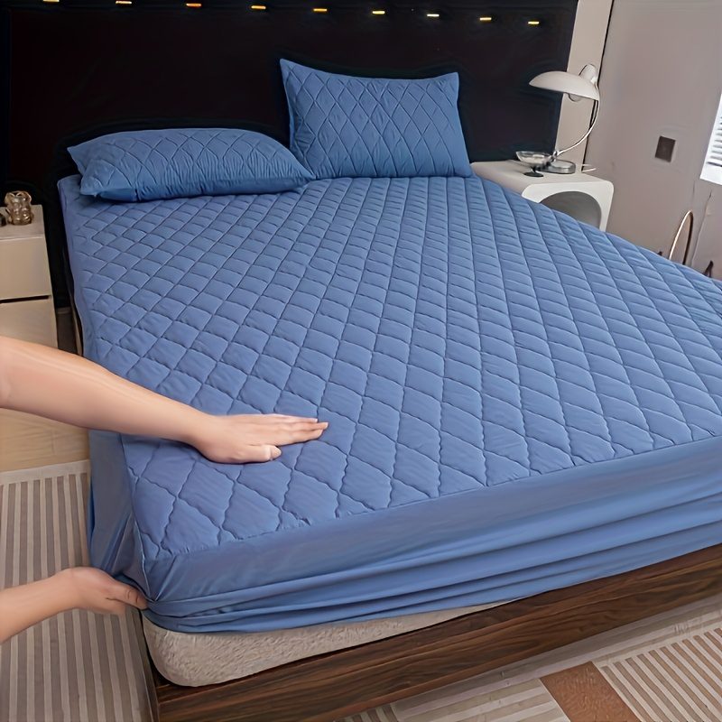 1pc Rhomboid Thickening Mattress Protector | Super Soft And Comfortable Polyester Fitted Sheet, Geometric Pattern, Ultrasonic Embossing, Suitable for Bedroom, Guest Room, Hotel Use - Image 8