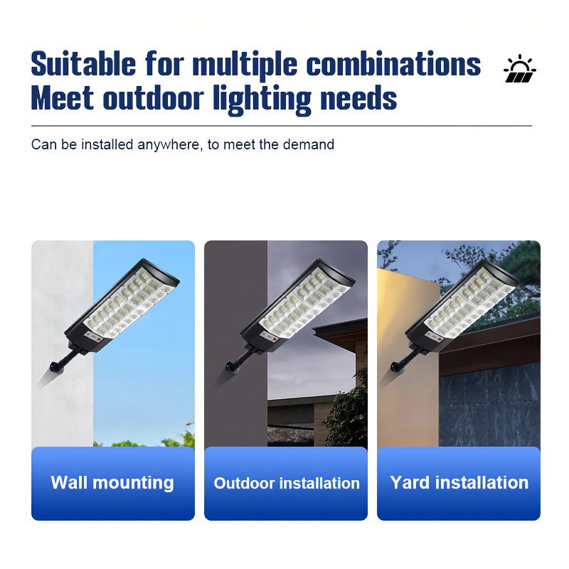 2pcs/1pc - Powerful LED solar outdoor garden lights, outdoor wide-angle lighting fixtures, motion-sensing street lights, with human body sensing and automatic sensing switches - suitable for garden, garage, and camper decoration lighting - Image 8