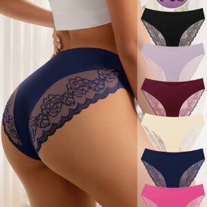 6-Pack Sexy Lace Splicing Women'S Panties Low Waist Seamless Comfort Breathable Solid Color Panties Minimalist Luxury All-Season Nylon Triangle Panties