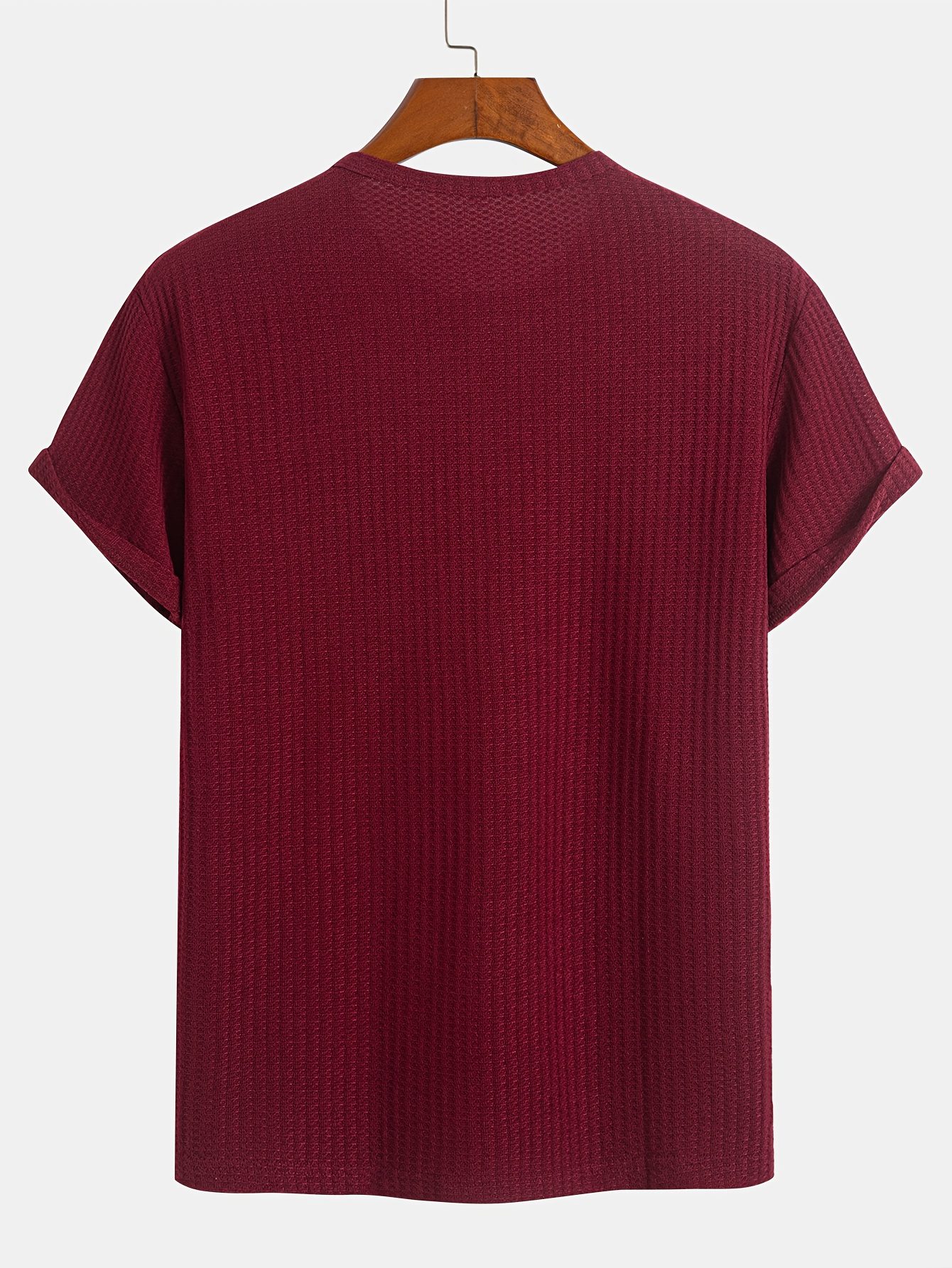 A Summer Short-Sleeve Cardigan T-Shirt with a Fine Check Pattern And Round Neck, Featuring a Knitted Jacquard Texture - Image 8