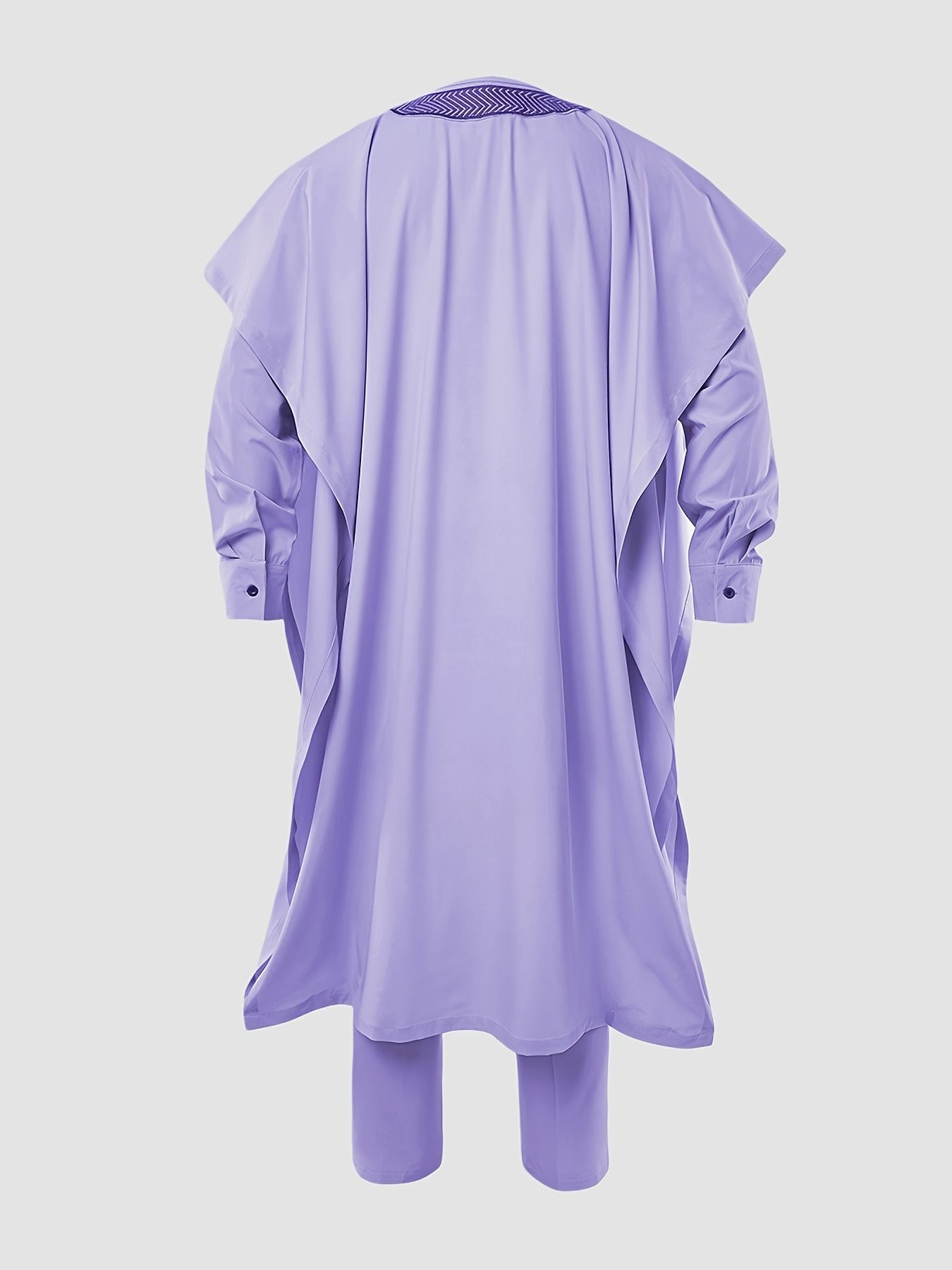 Men'S Three-Piece Agbada Set Featuring Embroidery, Pockets, And a Loose, Flowing Silhouette; Includes a Robe, Shirt, And Drawstring Elastic Waist Long Pants, Suitable for Everyday Events Like Cocktails, Weddings, Parties, Banquets, Birthdays - Image 5