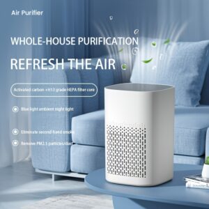 Compact Air Purifier with HEPA Filter & Activated Carbon Core, Quiet Operation, Energy-Saving - Air Cleaner for Living Room, Bedroom, Office - Allergen, Odor Elimination, Dust, Smoke, Pet Hair, Pollen, Mold, A Viruses, White Modern Design with Smart & Auto Mode, Low Voltage Safe Operation, Filter Replacement Indicator, Sleek Cylindrical Air Purifier Device, Air Filter For Home, Smoke Eliminator, Purifier Air, Air Purifier For Bedroom, Air Filter Purifier,