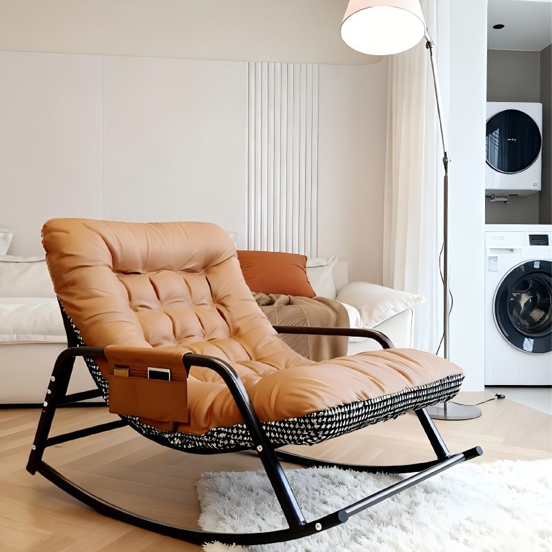 1pc - Modern Living Room Bedroom Rocking Chair | Indoor Double Sofa Lounger with Cushion, Garden Recliner with Armrests, Multi-Functional Zero Gravity Chair for Bedroom, Study, Reading Corner, Bay Window Area, Ergonomic Chair with Soft Cushion and M - Image 16