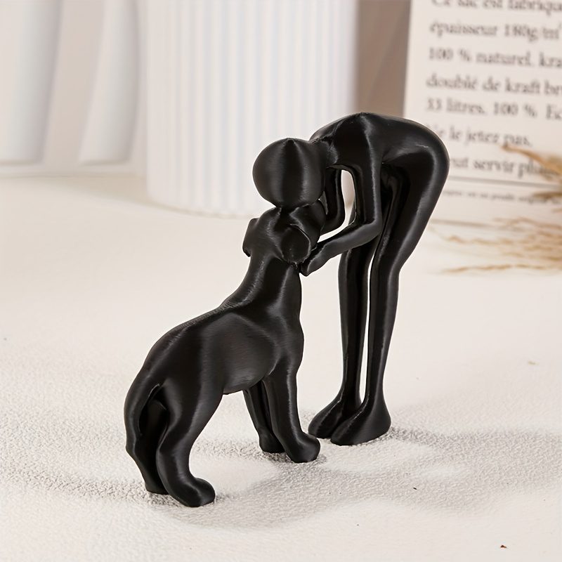 Collectible Figurines ,1pc Black & White Human & Dog Friendship Sculpture Statue - Modern Minimalist Pet Lover Gift, Hand-Like Figure & Sitting Puppy Figurine, Plastic Home/Office/Shelf Decor for Christmas, Hanukkah, Easter, Thanksgiving (No - Image 8