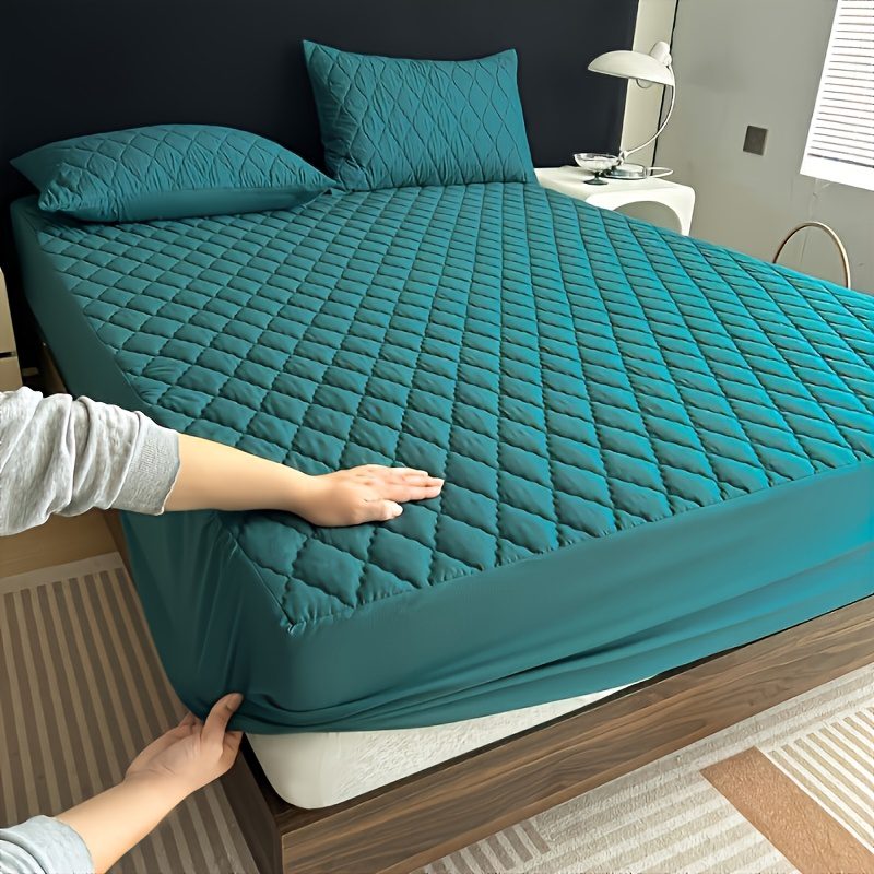 1pc Rhomboid Thickening Mattress Protector | Super Soft And Comfortable Polyester Fitted Sheet, Geometric Pattern, Ultrasonic Embossing, Suitable for Bedroom, Guest Room, Hotel Use - Image 12