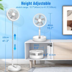 USB Mini Fan, 8000mAh, Multiple Wind Speed Modes, Remote-Controlled Oscillation, Foldable Desktop Fan, Standing Fan with Foot Pedestal, Suitable for Bedrooms, Travel, and Camping