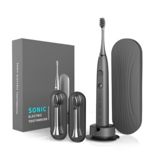 Sonic Electric Toothbrush | 9 Modes From 3 Types & 3 Intensities, Safe Wireless Charging, 2000Mah Battery (90+ Days), Travel Case, Powerful Cleaning For Teeth & Plaque