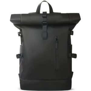 HANMARRY Men's Business Laptop Backpack - Heavy-Duty 39.62cm Computer Backpack, 15-in-1 Organizer, Padded Shoulder Straps & Locking System, High Quality for Work, Travel, School, Commute - Compatible with MacBook/Air/Pro/PC/Laptop - Sleek Black