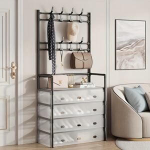 Floor-To-Ceiling Integrated Shoe Cabinet Shoe Rack, Multi-Layer Hat And Coat Rack, Household Entrance Dust-Proof Shoe Rack, Multi-Layer Household Entrance Storage Rack, Sturdy And Durable Shoe Rack, Dust-Proof Hat And Coat Rack