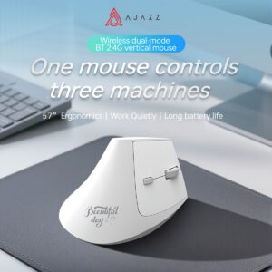 AJAZZ I300 Wireless Dual-Mode BT+2.4G Ergonomic Mouse, 1600 DPI, Ultra-Quiet Keys, Approx. 84g Lightweight, 400mAh Battery Life