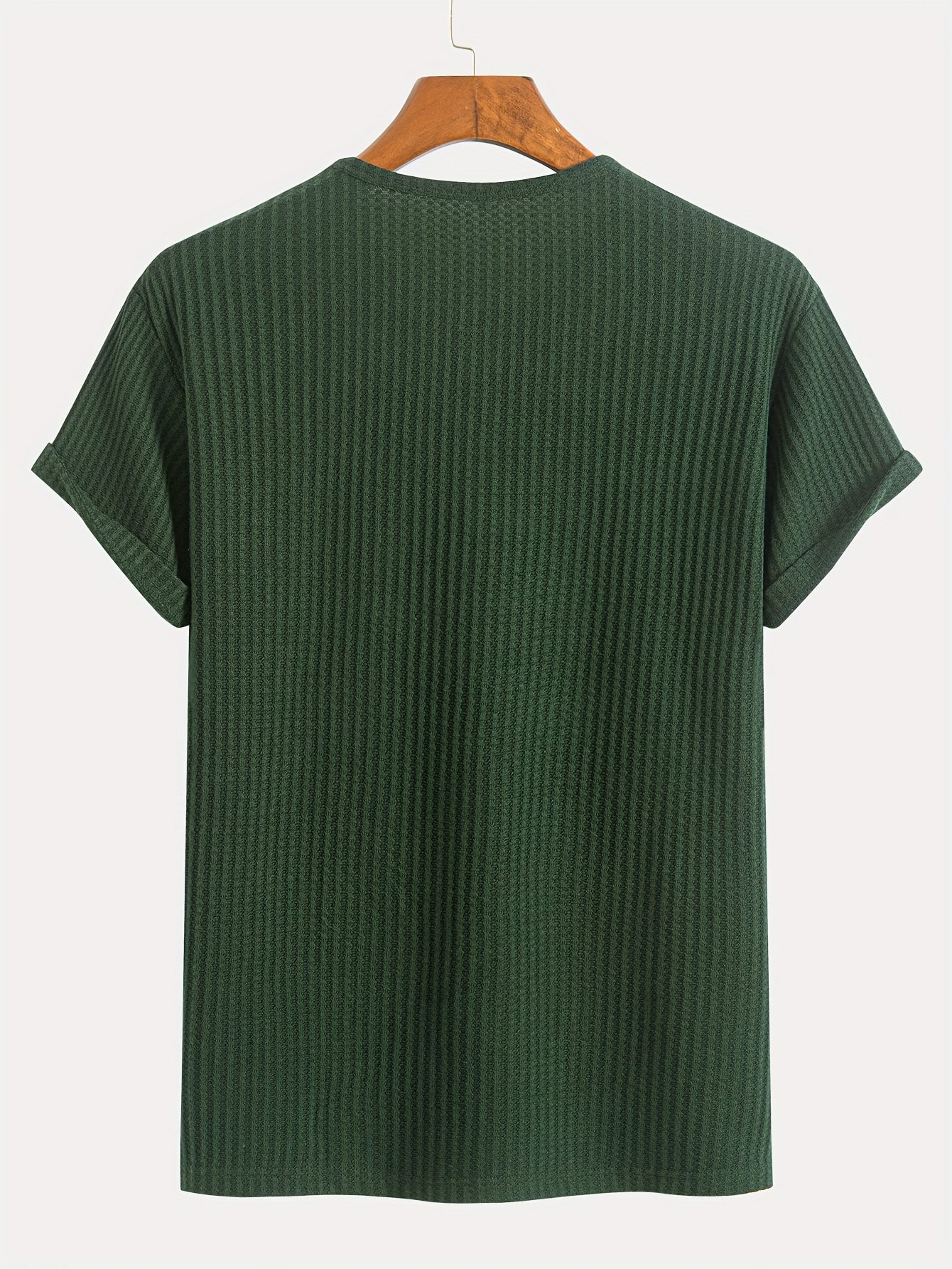 A Summer Short-Sleeve Cardigan T-Shirt with a Fine Check Pattern And Round Neck, Featuring a Knitted Jacquard Texture - Image 9
