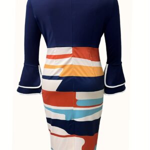 Autumn And Winter Women'S Round Neck Dress, Easy Fashion Flared Sleeve with Belt to Modify The Waist, Suitable for Formal Occasions
