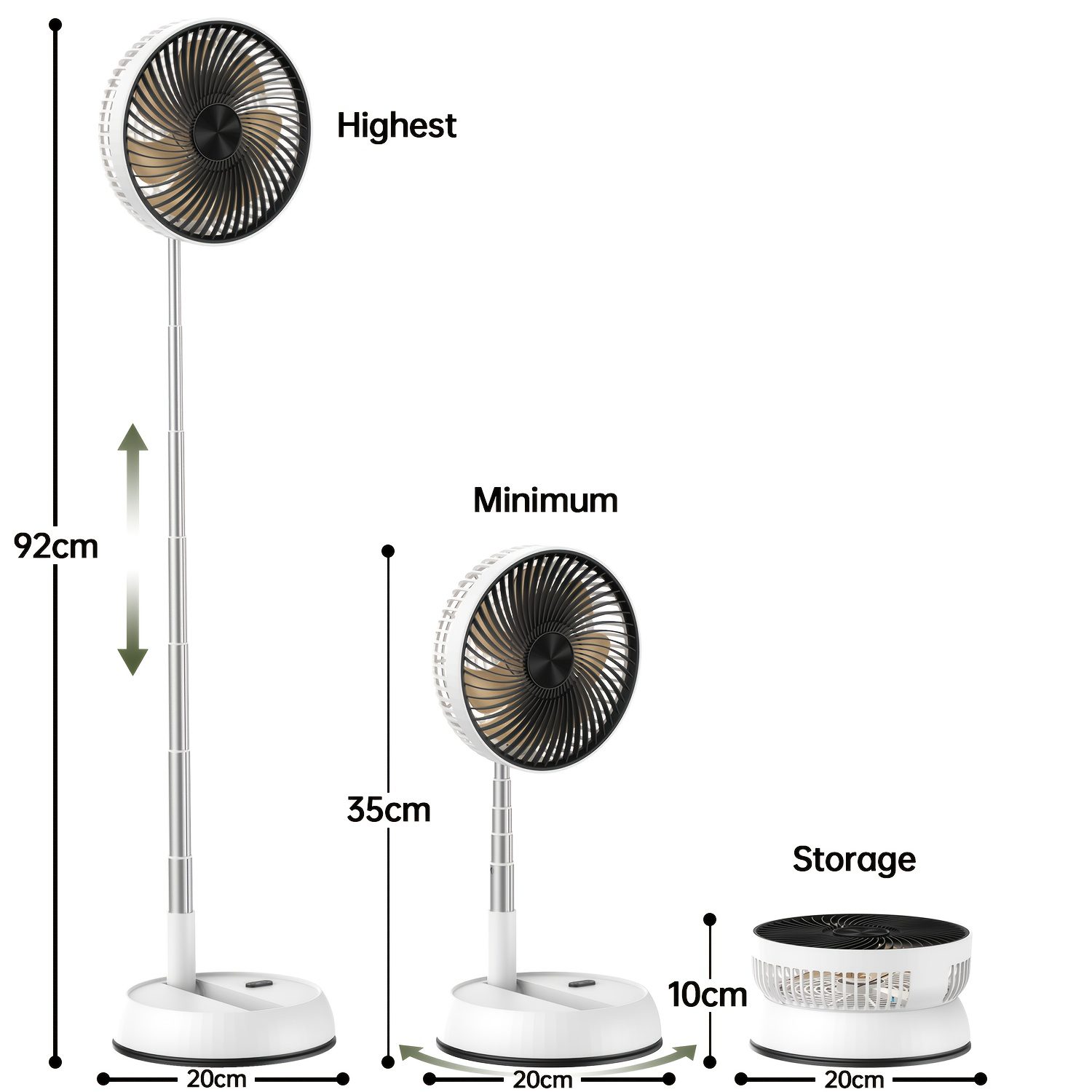 7200Mah Retractable And Rotating Table Fan, USB Charging, with Timer Function, Remote Control, Three-Speed Adjustment, Suitable for Indoor And Outdoor Use, Easy to Carry, a Must-Have for Holidays - Image 3
