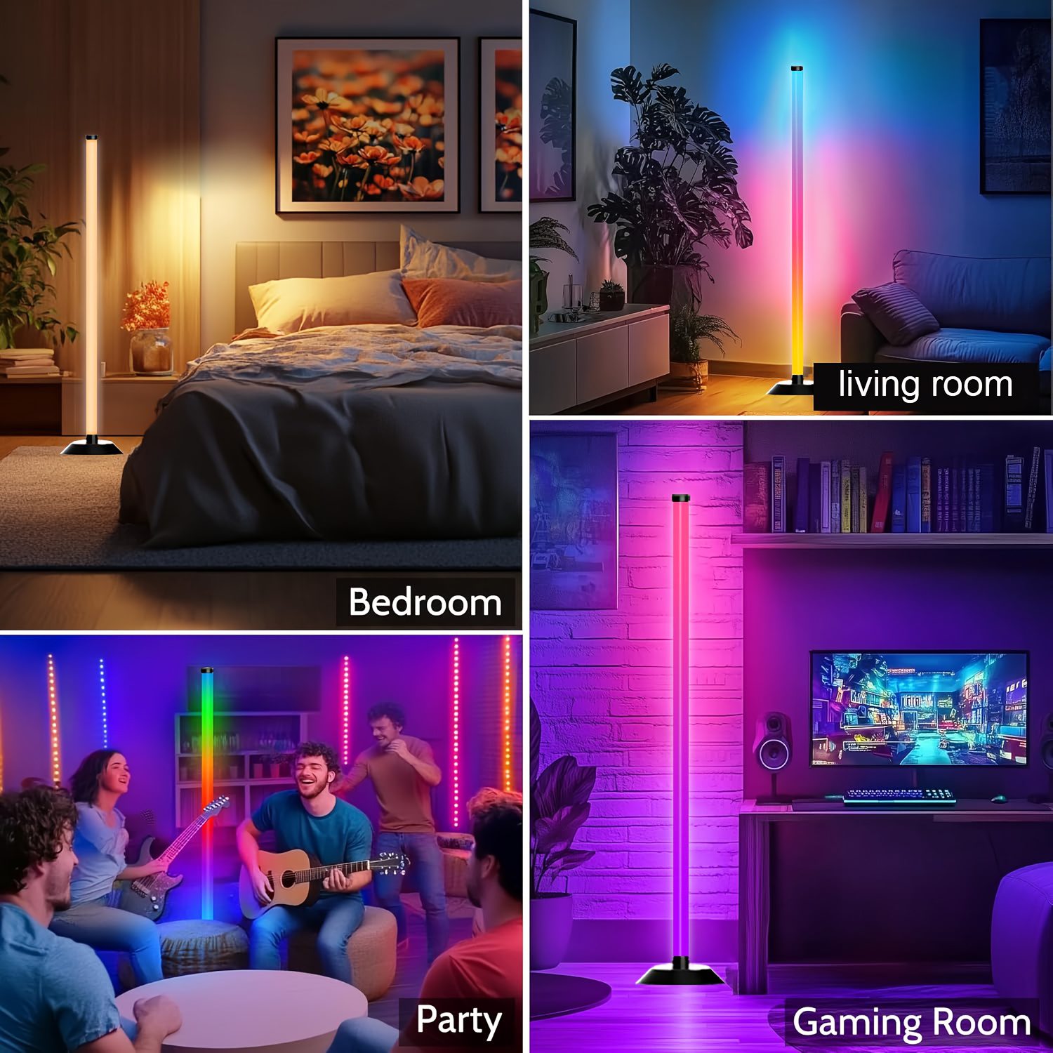 NBBUFF USB Light Bar Featuring App And Remote Control, RGBICW Corner Floor Lamp, Programmable Modern LED Light, Music Synchronization, 16 Million Colors - Suitable for Bedroom, Office, Birthday Celebrations, Halloween, And Christmas Decorations - Image 9