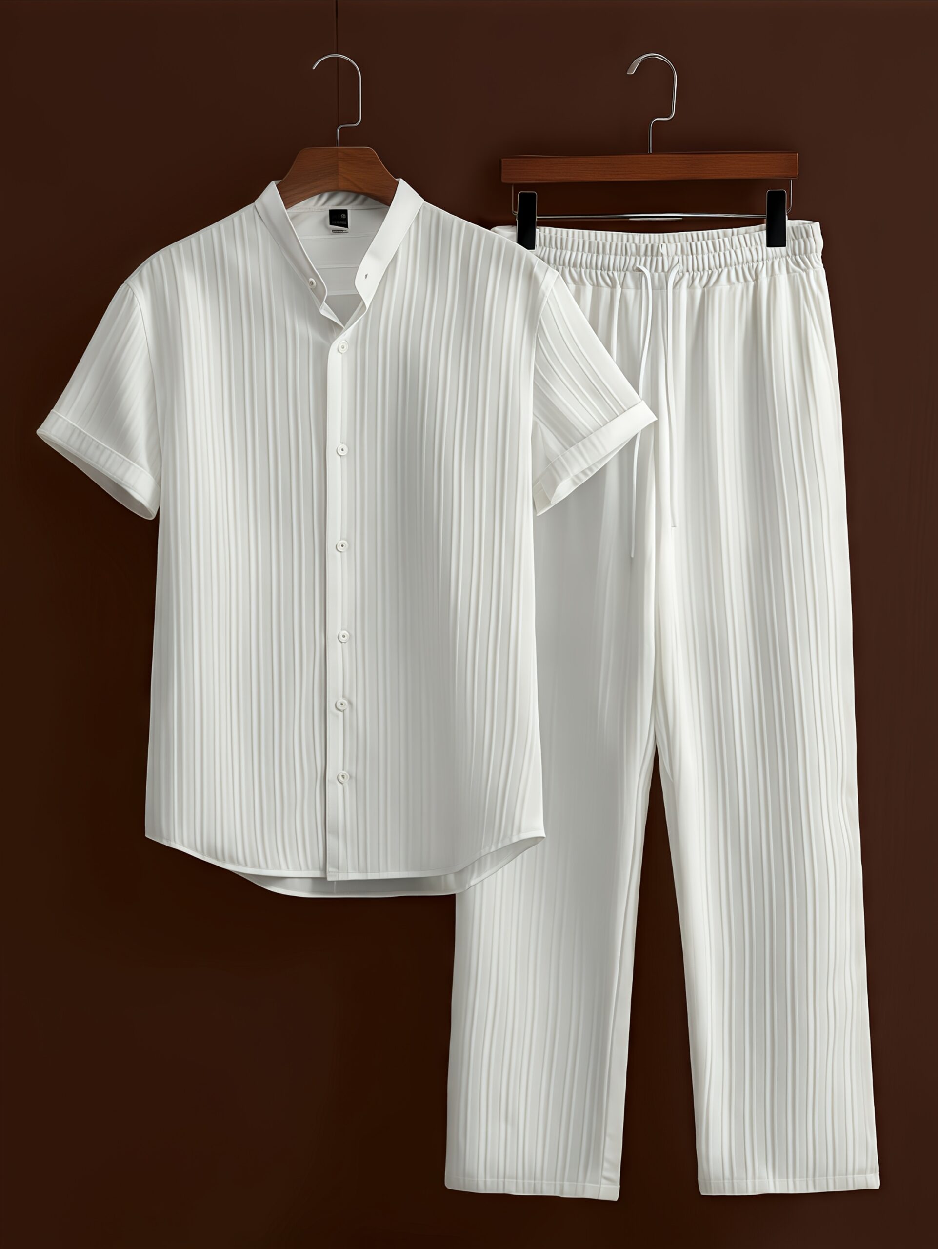 Short Sleeve Shirt + Drawstring Pants 2pcs Set Breathable Casual Outfit Suitable for Beach Vacation Party - Image 7
