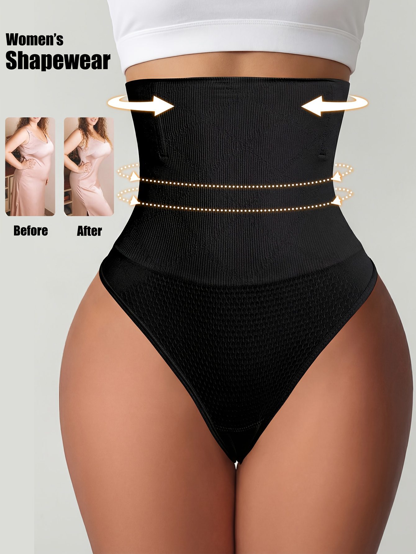 1pc High Waist Seamless Women's Thong Tummy Control Panties Women's Shapewear Buttock Lifter Tummy Control Waist Trainer Body Shaper Flat Belly Women's Shapewear - Image 8