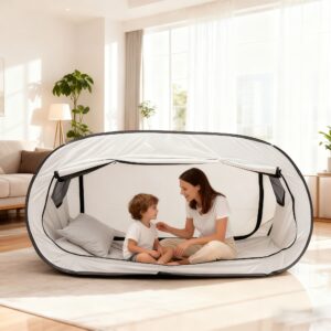 Private Camping Tent, Two-Door Tent That Is Breathable And Light-Blocking, Comfortable for Home Use, Easy to Set Up, Enclosed Shelter, Portable Mattress, Reinforced Seams, Light-Blocking Outdoor Camping Tent Suitable for Both Indoor And Outdoor Use
