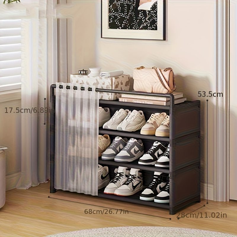 1 Set - Dustproof Foldable Shoe Display Rack with Non-Slip Base, Easy to Clean, Multi-Layer Storage Shelf for Shoes and Accessories - Image 4