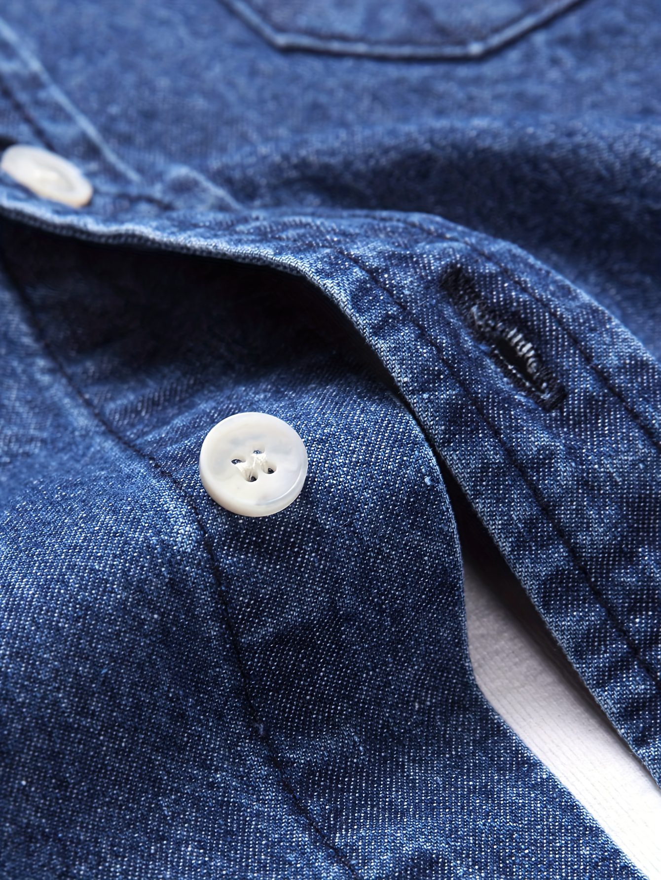 Men's Fashion Spring/Autumn Denim Shirt Jacket, Washed Denim Medium + Enzyme Softening Process - Image 5