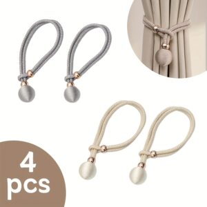 4pcs, New Egg Ball Curtain Tie, Adjustable Tightness, Pull-Out Design, Suitable for Curtains And Window Screens of More Sizes, Simple And Modern Style, No Need to Punch Or Install, 2pcs Per Pack in Stock