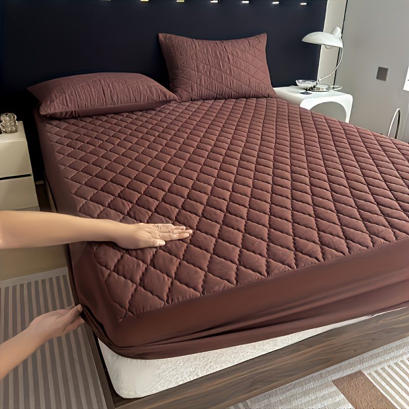 1pc Rhomboid Thickening Mattress Protector | Super Soft And Comfortable Polyester Fitted Sheet, Geometric Pattern, Ultrasonic Embossing, Suitable for Bedroom, Guest Room, Hotel Use - Image 13