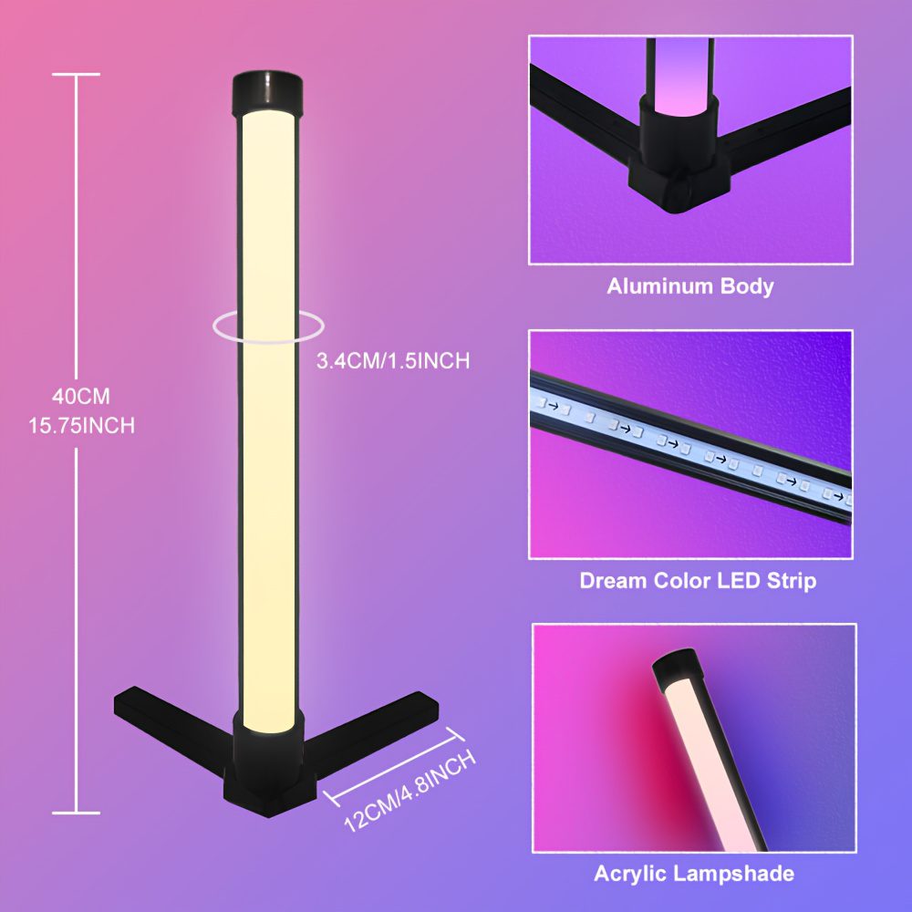 Smart RGB+White LED Floor Lamp with Music Sync, App control Modern Adjustable Gooseneck Corner Light for Gaming Room, Living Room, Party, RGB Color Changing Mood (/Metal) - Image 10