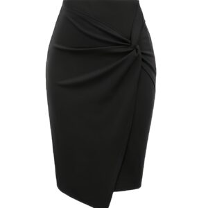 Women's Pencil Skirt with Elastic High Waist, Tummy Control, Body-hugging, Knee-length