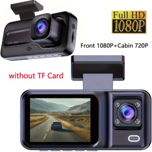 Dual Lens Dash Cam, FHD 1080P Front, 720P Inside, Night Vision, G-Sensor, Loop Recording, Parking Monitor for Car