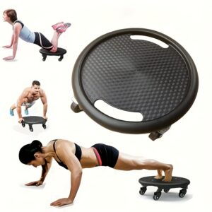 Wheeled Fitness Gliding Discs, Multifunctional Abdominal Core Workout Board, with Pulley And Handle Design, Quiet Exercise Equipment for Whole Body Muscle Training, Durable PP And Stainless Steel Construction, Gym Additions