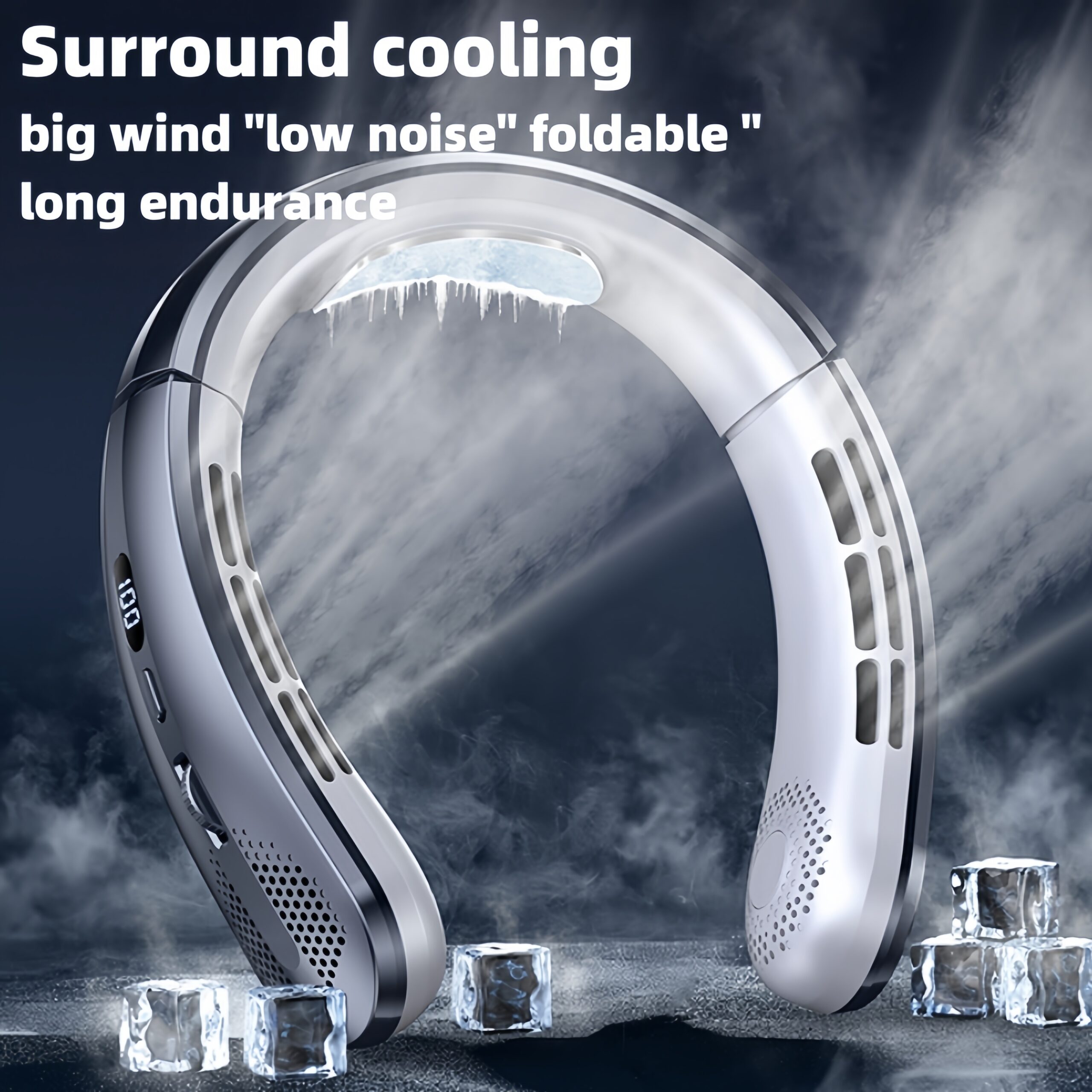 1pc Portable Leafless Hanging Neck Fan Five Generations USB Charging Fan, Display 100 Speed Adjustable Up And Down Air Cooling, 30° Internal And External Angle Adjustable, Suitable for Home, Office. Essential Back-To-School Supplies, Outdoors, Beach - Image 12