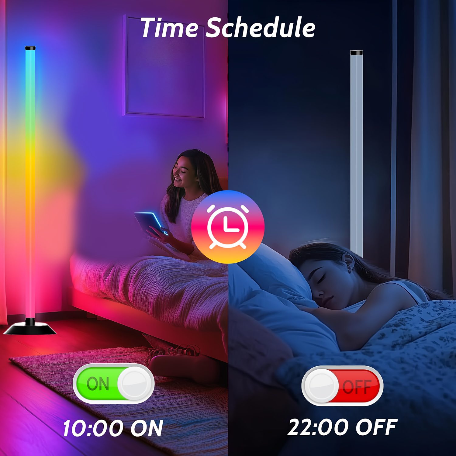 NBBUFF USB Light Bar Featuring App And Remote Control, RGBICW Corner Floor Lamp, Programmable Modern LED Light, Music Synchronization, 16 Million Colors - Suitable for Bedroom, Office, Birthday Celebrations, Halloween, And Christmas Decorations - Image 7