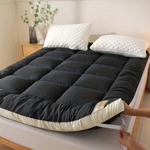 1pc Luxury Mattress Pad, Instant Warmth Winter Cold Protection, Ultra-Soft Comfortable Thickened Warm Mat, Corner Straps, 3D Quilted Mattress Protector, Skin-Friendly Breathable, Fluffy, Fall Winter Choice, Single Double Bed Cover Large Size