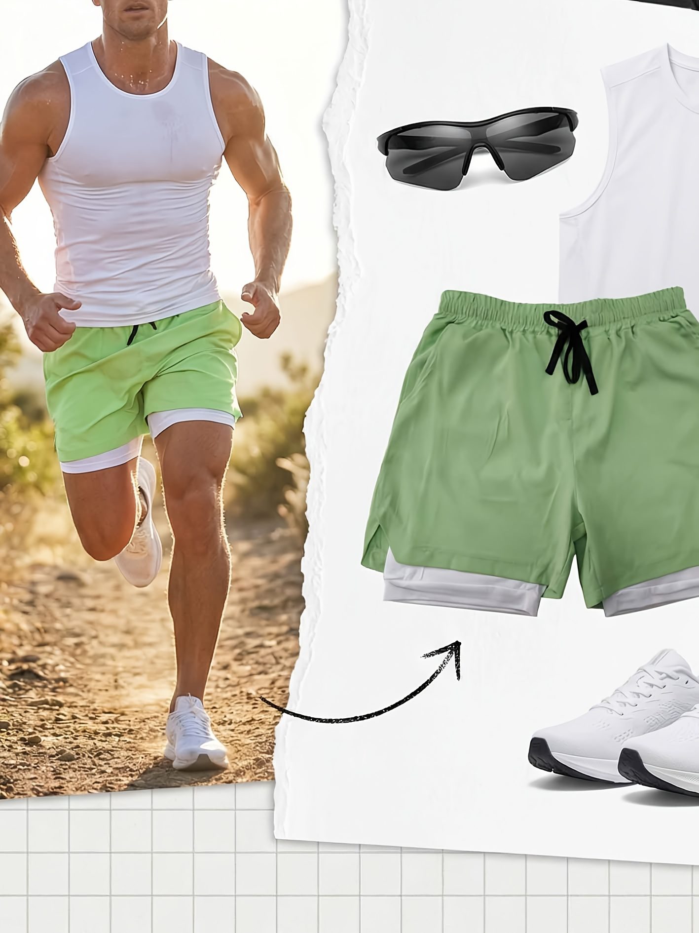 Men's New Summer Quick-Dry Sports Shorts with Split Hem, Double-Layer Fashion Design, Beachwear for Summer Seaside Travel, Comfortable Fabric, Drawstring, Gym Double-Layer Phone Shorts, Daily Wear, Valentine's Day Gift - Image 4