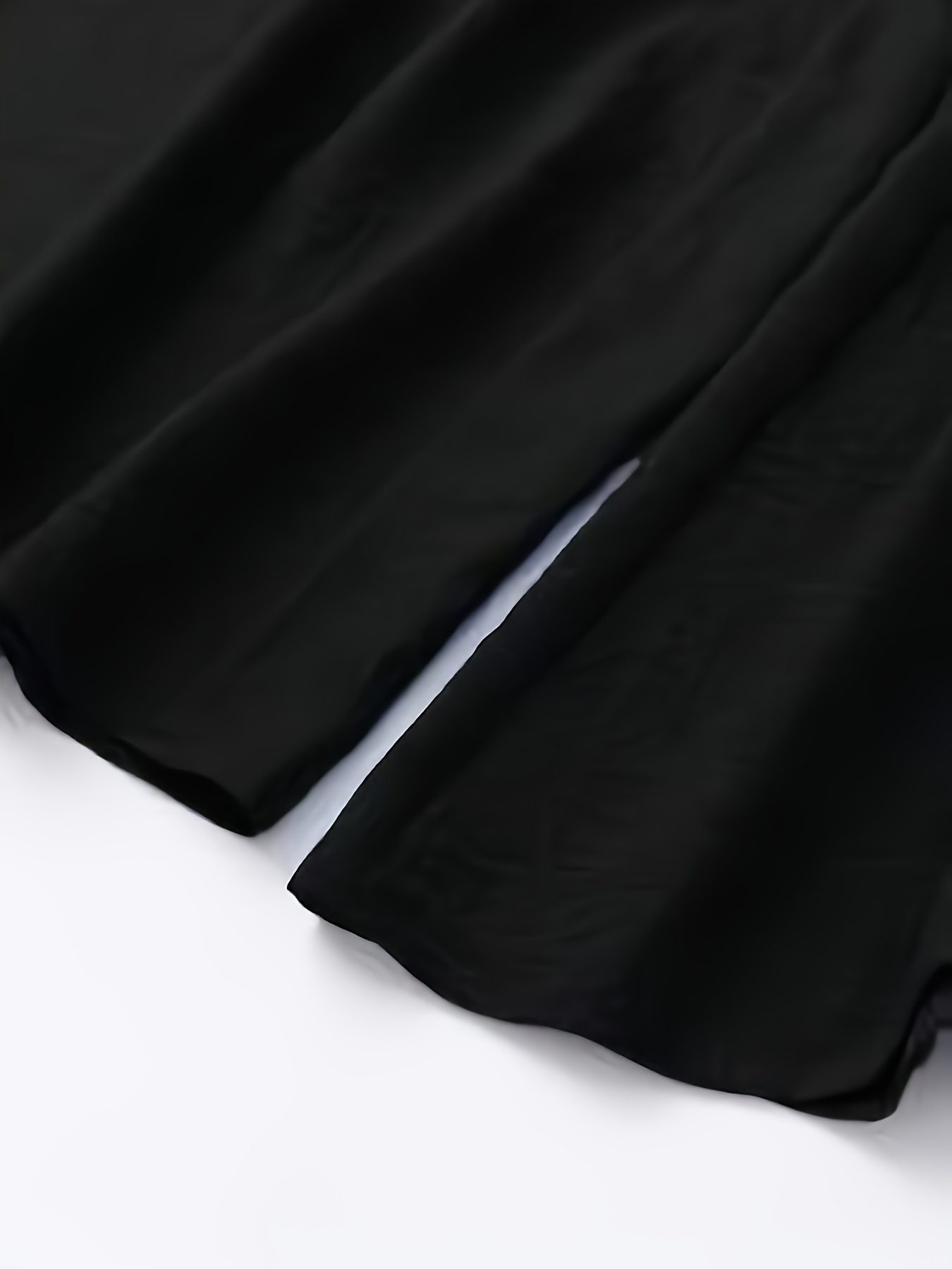 Women'S Casual Wide Leg Pants, Elastic Waist, Solid Color, Polyester 100%, Loose Fit, Long Length, Woven Fabric, 200g/m², for Spring/Fall, Weekend Casual Wear - Image 10