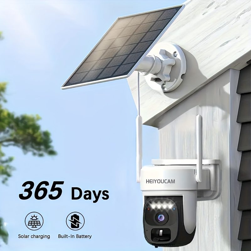 Solar Security Cameras Wireless Outdoor, Pan Tilt 360° View Battery Powered 2-Way Talk Outdoor Camera Wireless PTZ WiFi Surveillance Cam Cloud/SD Storage Color Night Vision Spotlight/Siren/Motion Detection/Color Night Vision/ Solar Powered Security Camera Wireless/Rechargeable Battery,2-Way Speak,SD /Cloud - Image 2