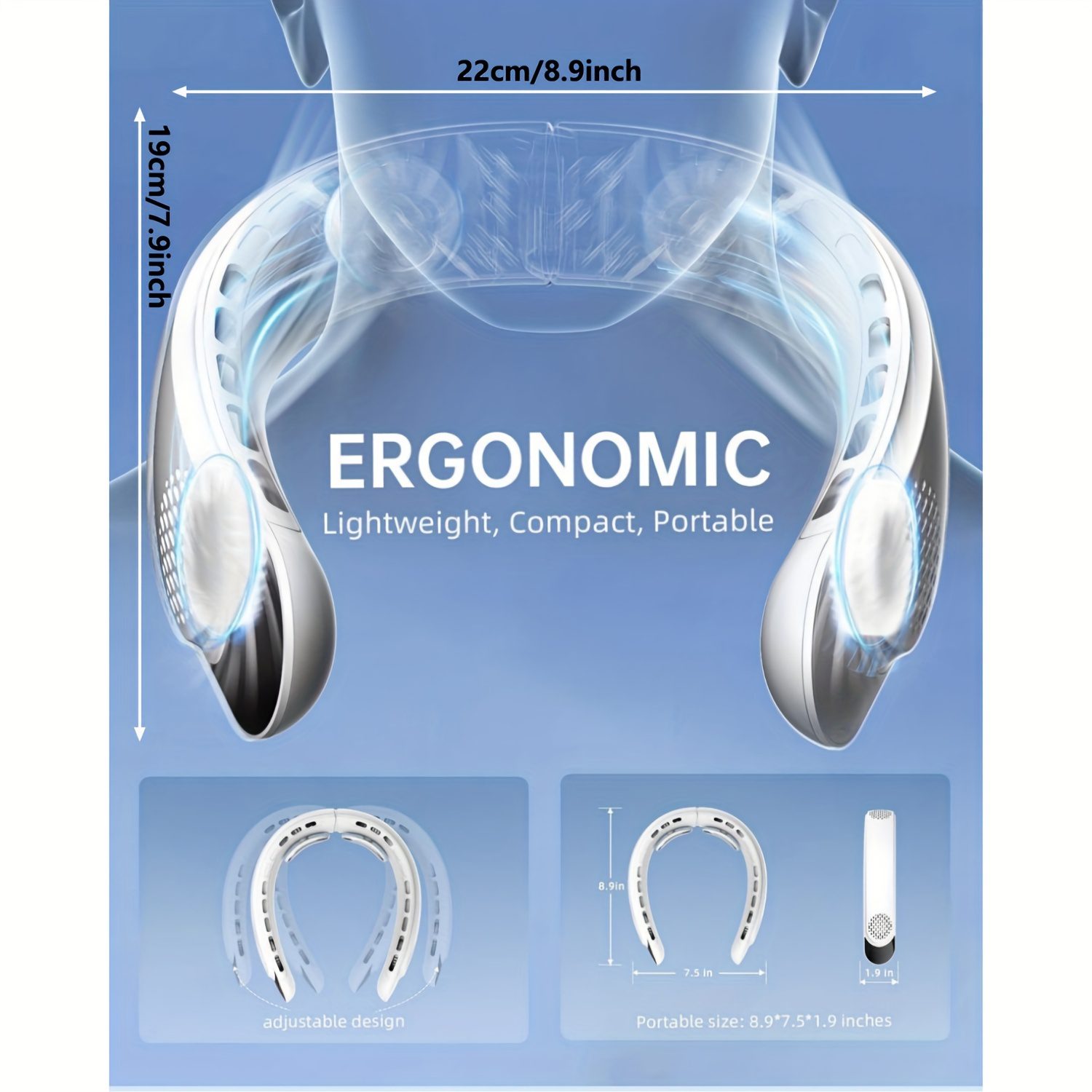 Wearable Neck Fan, Featuring 4 Turbo Settings, Powered by a 4000 Mah Battery, USB Rechargeable, with 3 Speed Options And 360° Airflow, Includes an LED Display, Perfect for Home, Office, Travel, Or As a Gift - Image 2